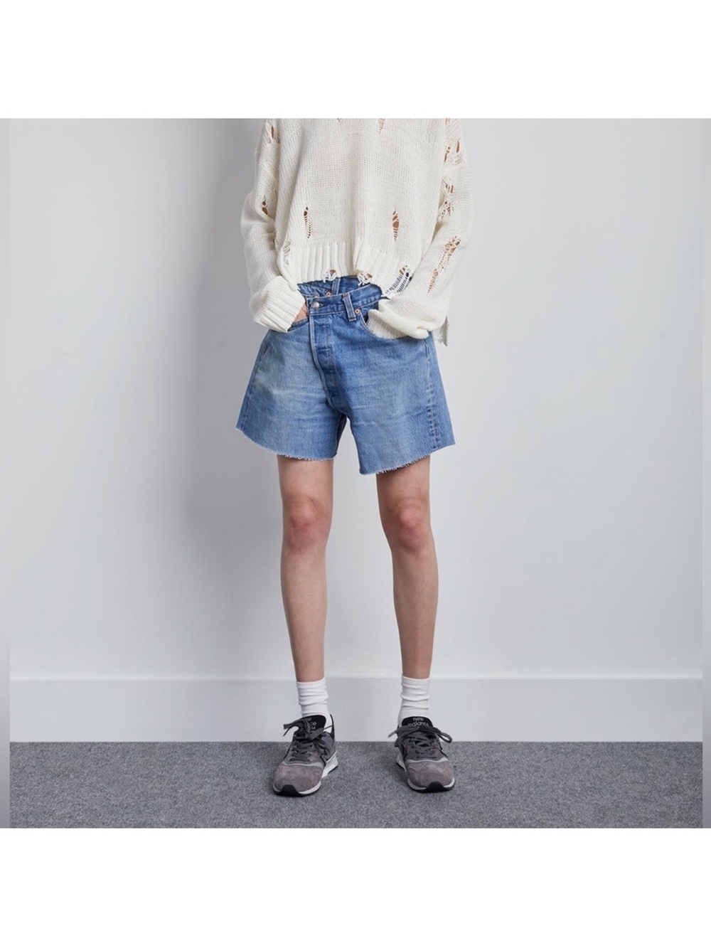 R13 Light Blue Denim Shorts